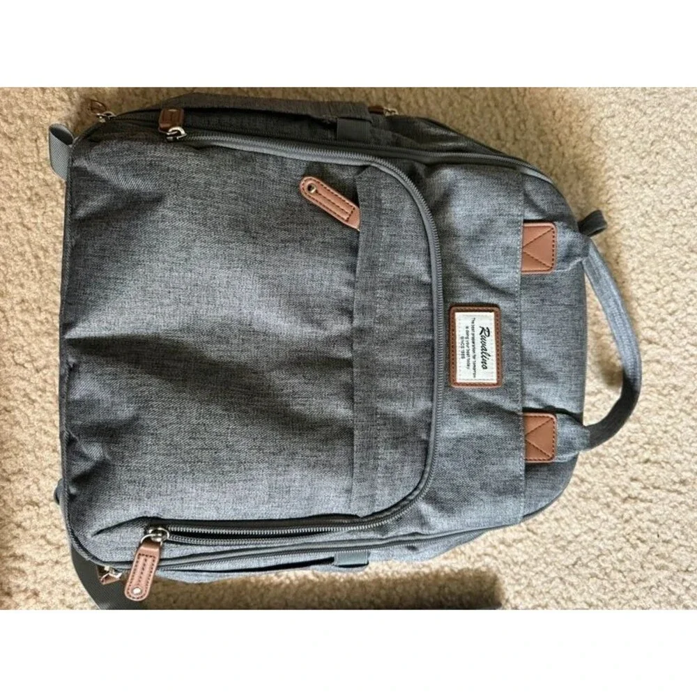 Ruvalino Diaper Bag Backpack Unisex Large Gray Excellent Insulated Pockets & Pad
